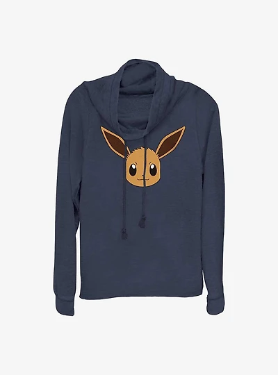 Pokemon Eevee Face Cowl Neck Long-Sleeve Top
