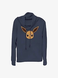Pokemon Eevee Face Cowl Neck Long-Sleeve Top