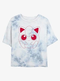 Pokemon Jigglypuff Outline Tie-Dye Girls Crop T-Shirt