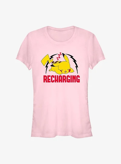Pokemon Sleepy Pikachu Recharging Girls T-Shirt