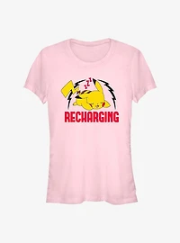 Pokemon Sleepy Pikachu Recharging Girls T-Shirt