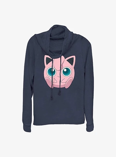 Pokemon Jigglypuff Face Cowl Neck Long-Sleeve Top