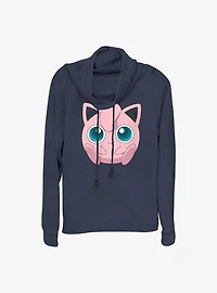 Pokemon Jigglypuff Face Cowl Neck Long-Sleeve Top