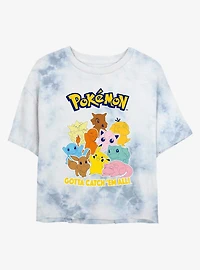 Pokemon Catch 'Em All Tie-Dye Girls Crop T-Shirt
