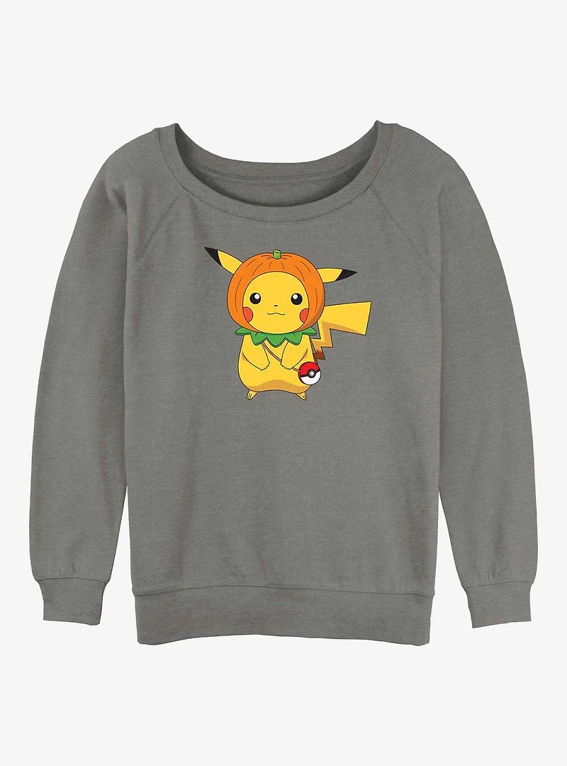 Pokemon Pumpkin Hat Pikachu Girls Slouchy Sweatshirt