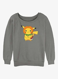 Pokemon Pumpkin Hat Pikachu Girls Slouchy Sweatshirt