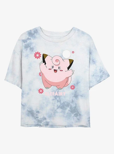 Pokemon Clefairy Fairy Dance Tie-Dye Girls Crop T-Shirt