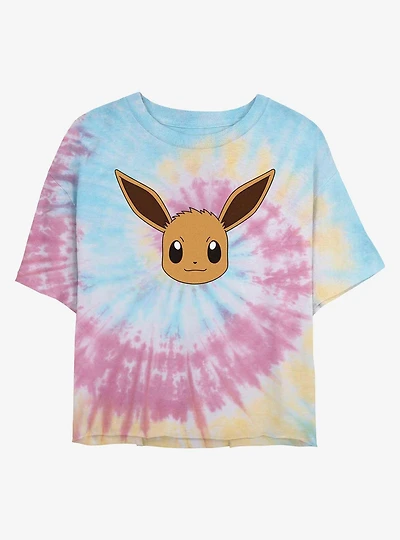 Pokemon Eevee Face Tie-Dye Girls Crop T-Shirt