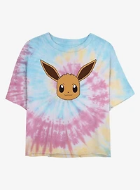 Pokemon Eevee Face Tie-Dye Girls Crop T-Shirt