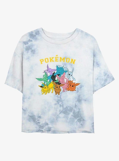 Pokemon Gotta Catch Eeveelutions Tie-Dye Girls Crop T-Shirt