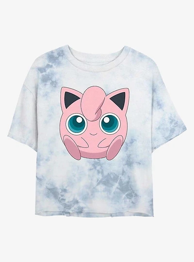 Pokemon Jigglypuff Face Tie-Dye Girls Crop T-Shirt