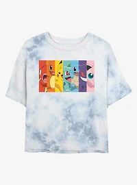 Pokemon Rainbow Faces Tie-Dye Girls Crop T-Shirt