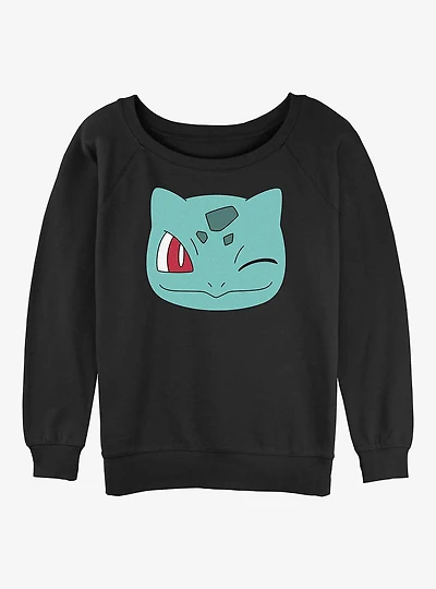 Pokemon Bulbasaur Face Girls Slouchy Sweatshirt