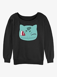 Pokemon Bulbasaur Face Girls Slouchy Sweatshirt