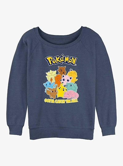 Pokemon Catch 'Em All Girls Slouchy Sweatshirt