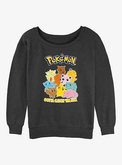 Pokemon Catch 'Em All Girls Slouchy Sweatshirt
