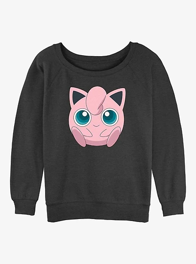 Pokemon Jigglypuff Face Girls Slouchy Sweatshirt