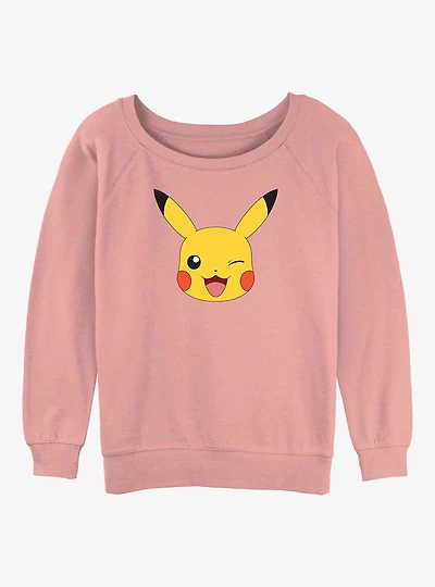 Pokemon Pikachu Face Girls Slouchy Sweatshirt