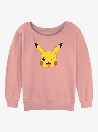 Pokemon Pikachu Face Girls Slouchy Sweatshirt