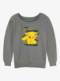 Pokemon Pikachu Cracks A Joke Girls Slouchy Sweatshirt