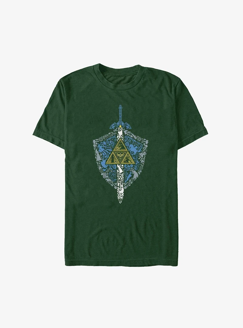 Legend Of Zelda Trifoce Shield And Master Sword T-Shirt