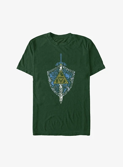 Legend Of Zelda Trifoce Shield And Master Sword T-Shirt