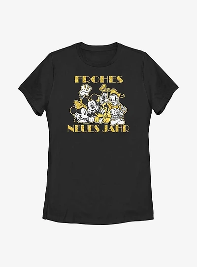 Disney Mickey Mouse & Friends Frohes Neues Jahr Happy New Year German Womens T-Shirt