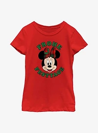 Disney Minnie Mouse Frohe Festtage Happy Holidays German Youth Girls T-Shirt