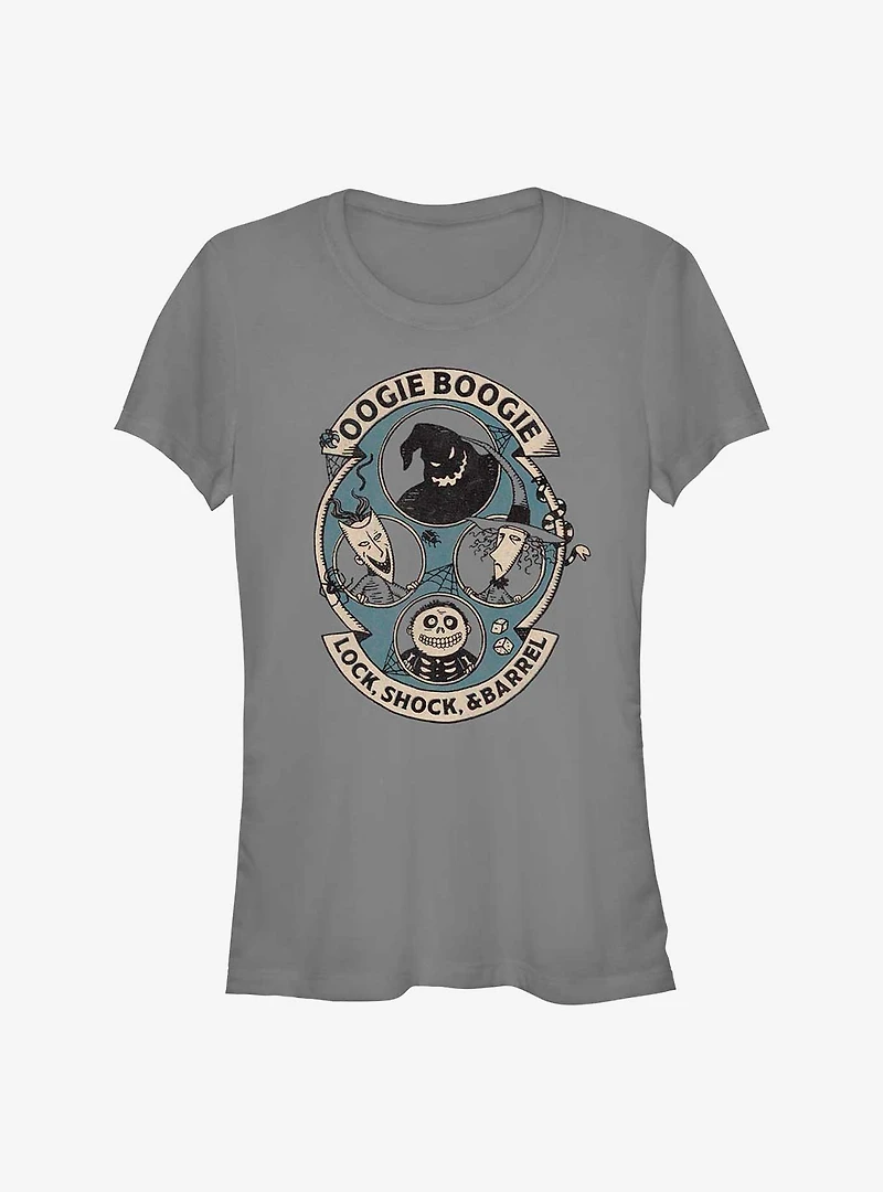 Disney The Nightmare Before Christmas Oogie Boogie and Lock, Shock, & Barrel Girls T-Shirt