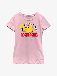 Pokemon Sleepy Pikachu Recharging Youth Girls T-Shirt