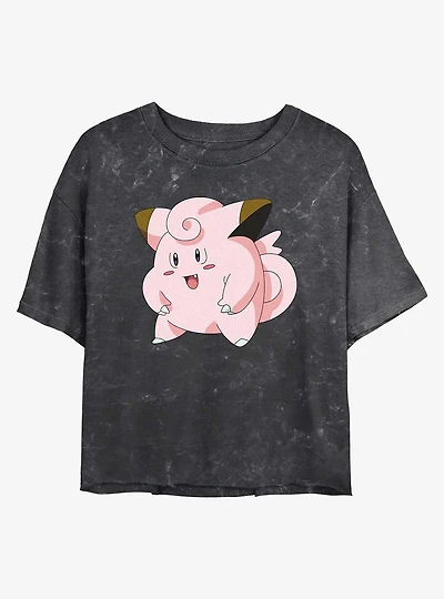 Pokemon Clefairy Pose Mineral Wash Womens Crop T-Shirt