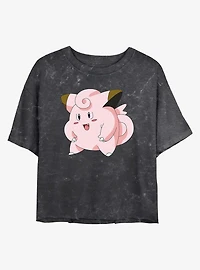 Pokemon Clefairy Pose Mineral Wash Womens Crop T-Shirt