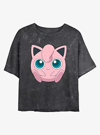 Pokemon Jigglypuff Face Mineral Wash Womens Crop T-Shirt