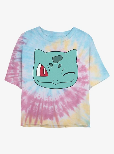 Pokemon Bulbasaur Face Tie-Dye Womens Crop T-Shirt