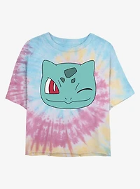 Pokemon Bulbasaur Face Tie-Dye Womens Crop T-Shirt