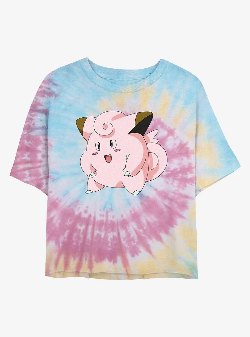 Pokemon Clefairy Pose Tie-Dye Womens Crop T-Shirt