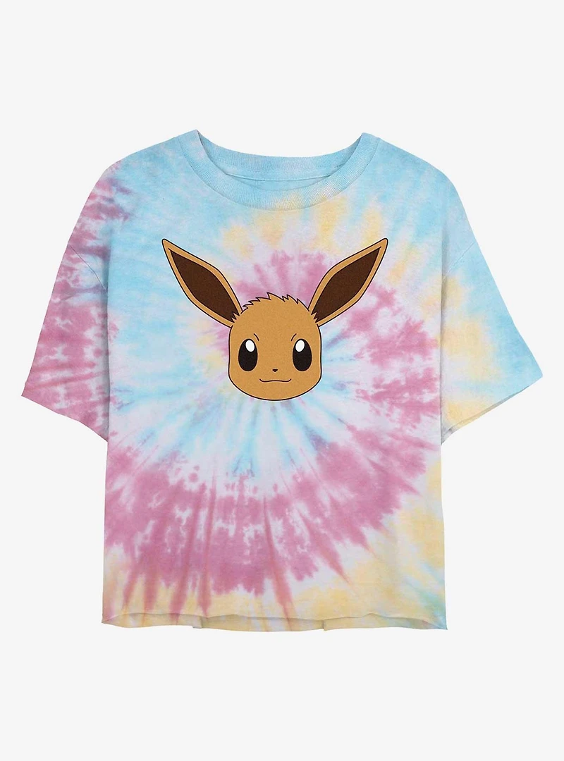 Pokemon Eevee Face Tie-Dye Womens Crop T-Shirt