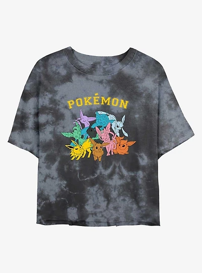 Pokemon Gotta Catch Eeveelutions Tie-Dye Womens Crop T-Shirt