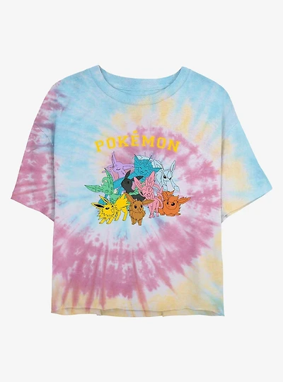 Pokemon Gotta Catch Eeveelutions Tie-Dye Womens Crop T-Shirt