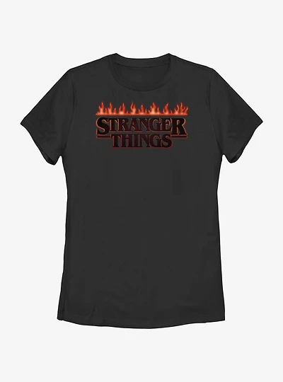 Stranger Things Logo On Fire Womens T-Shirt