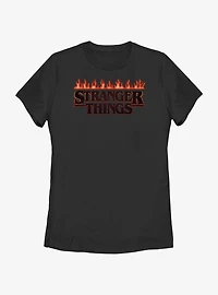 Stranger Things Logo On Fire Womens T-Shirt