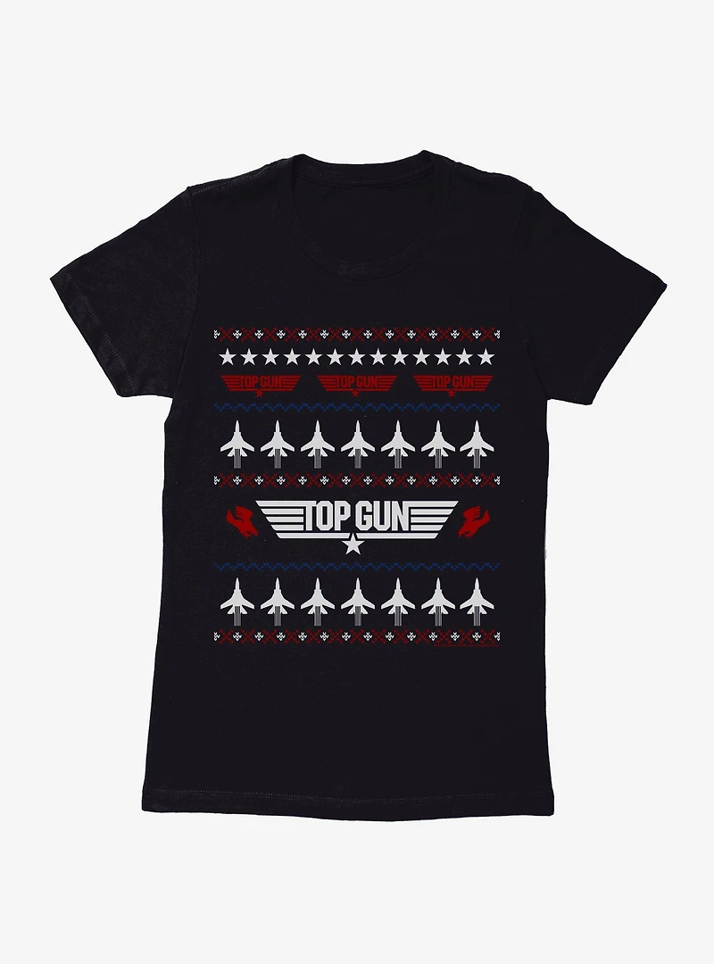 Top Gun Ugly Christmas Sweater Jets Womens T-Shirt