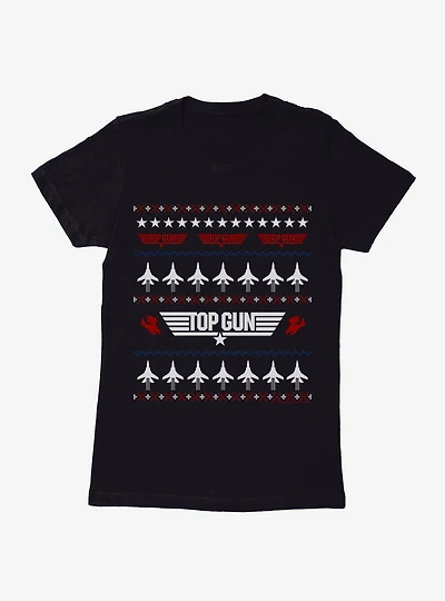 Top Gun Ugly Christmas Sweater Jets Womens T-Shirt