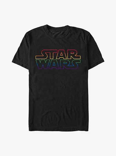 Star Wars Outline Rainbow Logo T-Shirt
