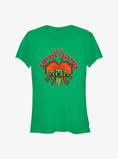 Minecraft Creeper Heart Attack Girls T-Shirt