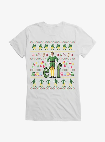 Elf Movie Ugly Christmas Pattern Girls T-Shirt