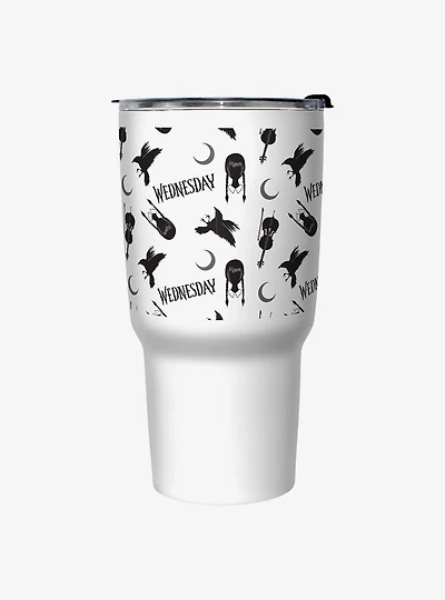 Wednesday Icons Pattern Travel Mug