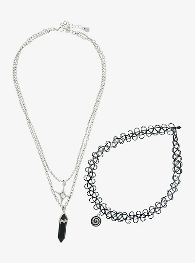 Grunge Heart Star Swirl Tattoo Necklace Set