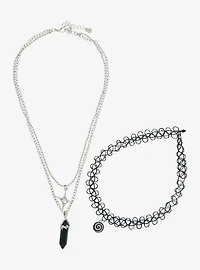 Grunge Heart Star Swirl Tattoo Necklace Set