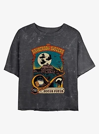 Disney Hocus Pocus Night Time Fly Poster Mineral Wash Womens Crop T-Shirt